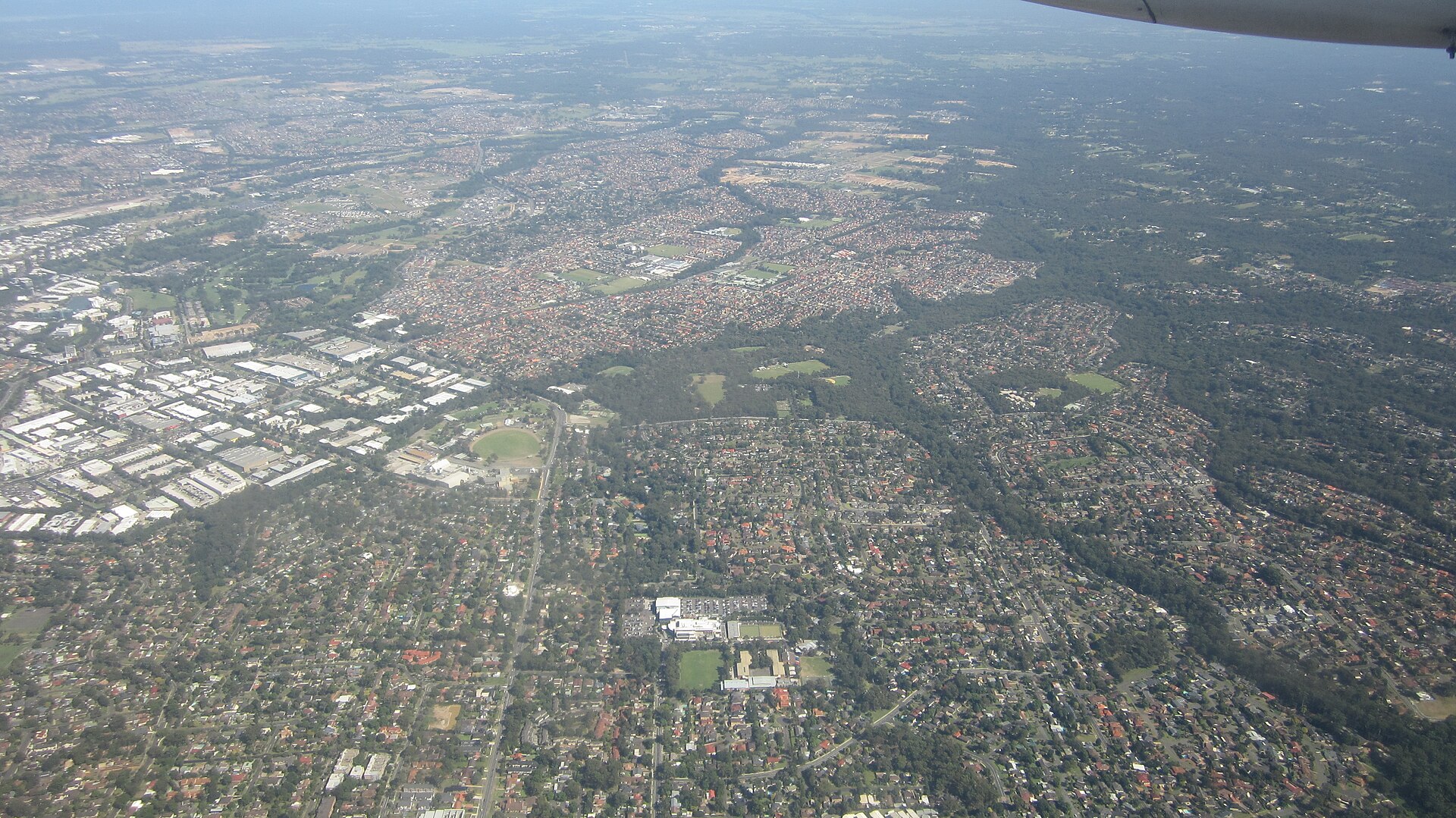 Aerial view across Glenhaven and surrounding Hills suburbs